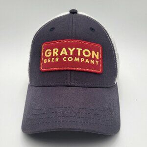 Grayton Beer Company Hat Cap Snap Back Blue Red Patch Trucker Mesh‎ Mens